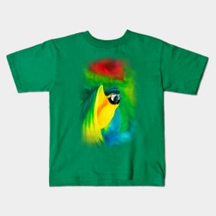 Macaw Parrot Flight Oil Painting ArtWork Kids T-Shirt